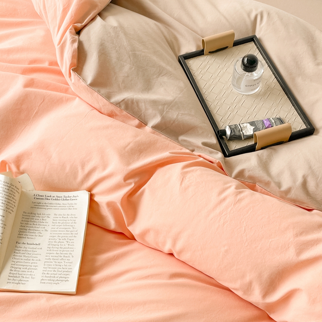 91家纺网 家纺一手货源 找家纺 春皖家纺 2026春夏新款双拼全棉水洗棉单被套被套单件单品被套 浅玉-卡其