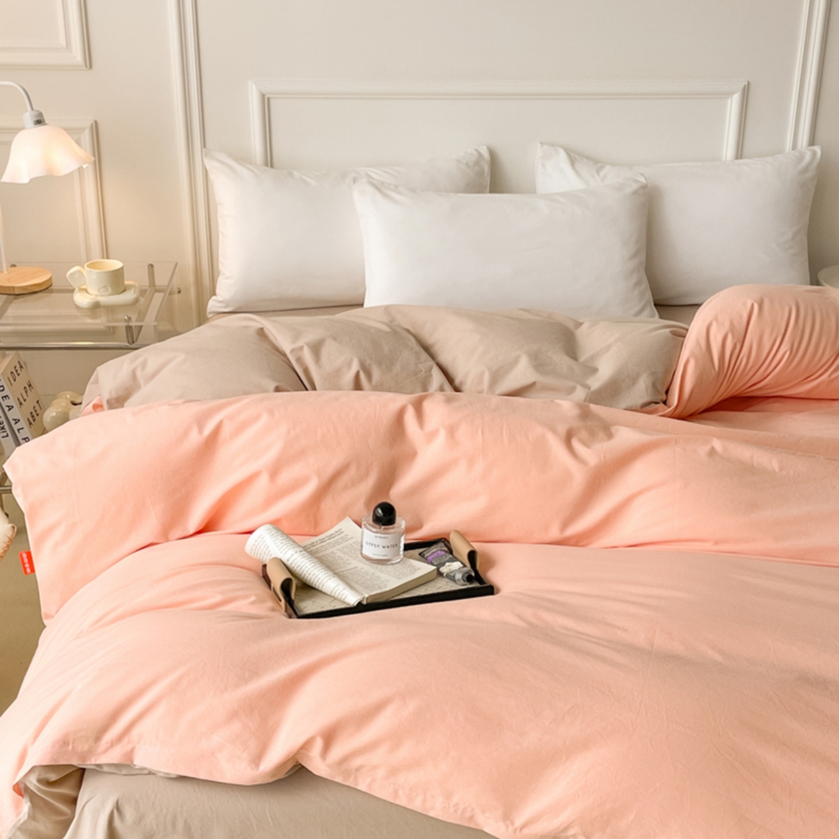 91家纺网 家纺一手货源 找家纺 春皖家纺 2026春夏新款双拼全棉水洗棉单被套被套单件单品被套 浅玉-卡其