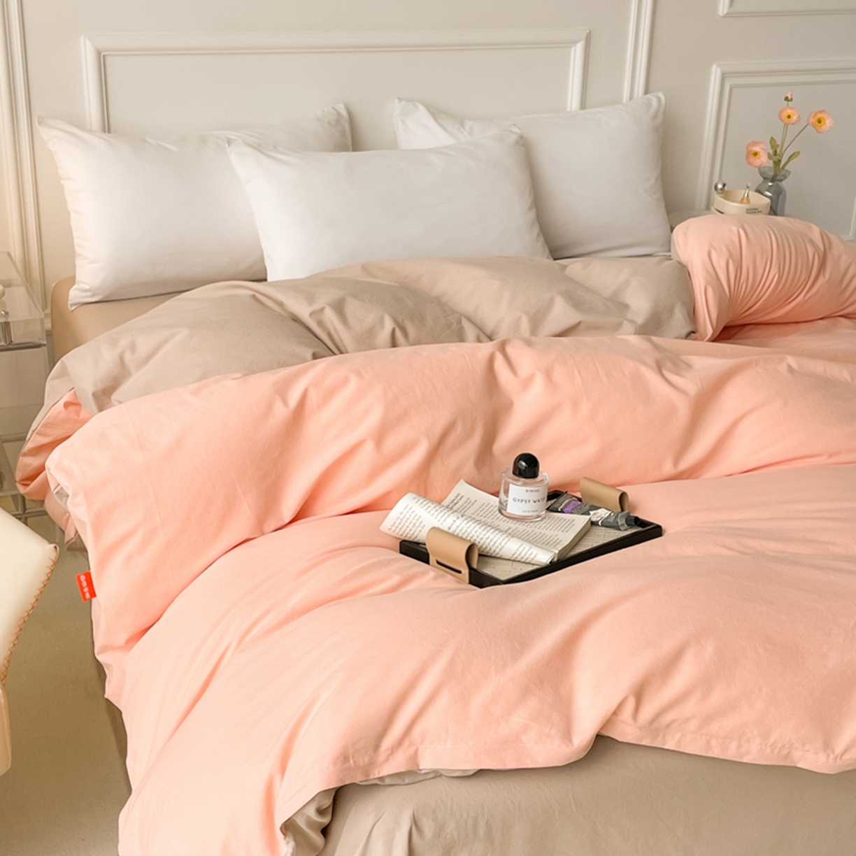 91家纺网 家纺一手货源 找家纺 春皖家纺 2026春夏新款双拼全棉水洗棉单被套被套单件单品被套 浅玉-卡其