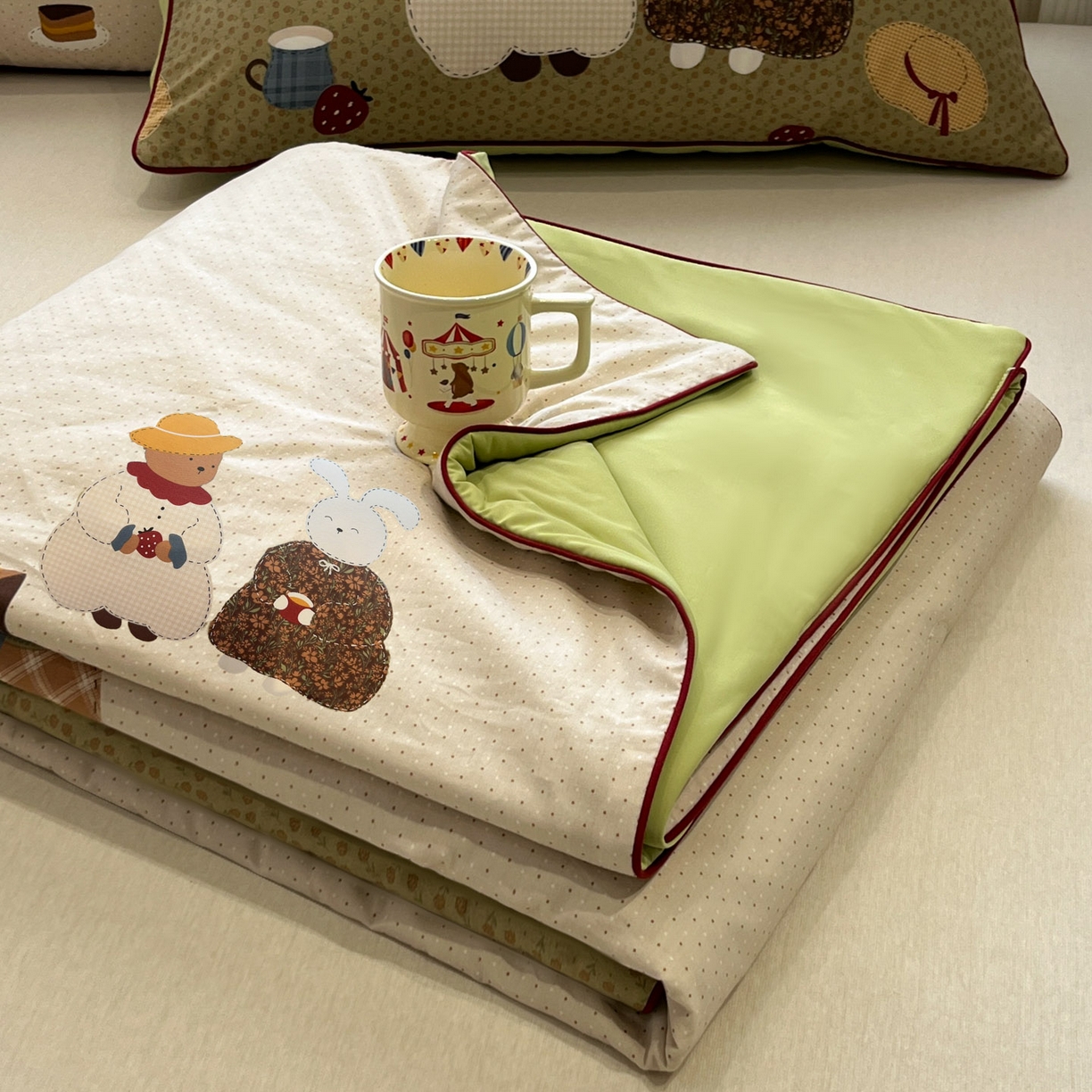 91家纺网 家纺一手货源 找家纺 （总）羚羊语家纺 2026新款全棉印花仿锦氨凉感丝夏被100纯棉空调被卡通两用多功能被子被芯小冰皮冰淇淋夏凉被