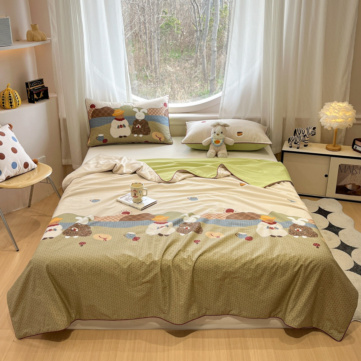 91家纺网 家纺一手货源 找家纺 （总）羚羊语家纺 2026新款全棉印花仿锦氨凉感丝夏被100纯棉空调被卡通两用多功能被子被芯小冰皮冰淇淋夏凉被