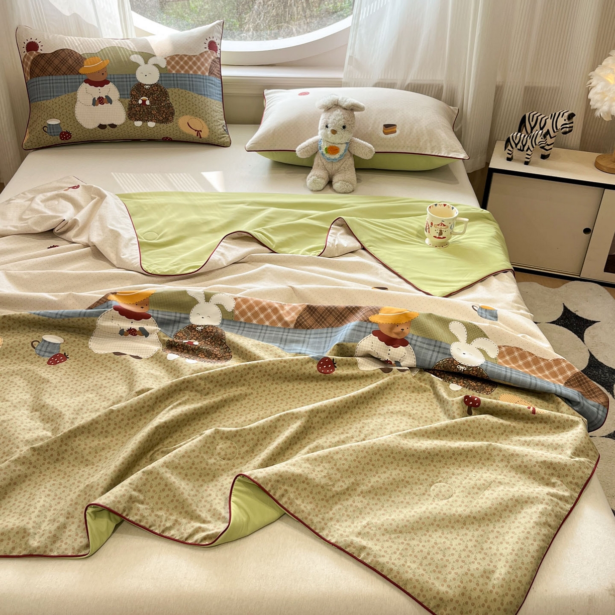 91家纺网 家纺一手货源 找家纺 （总）羚羊语家纺 2026新款全棉印花仿锦氨凉感丝夏被100纯棉空调被卡通两用多功能被子被芯小冰皮冰淇淋夏凉被