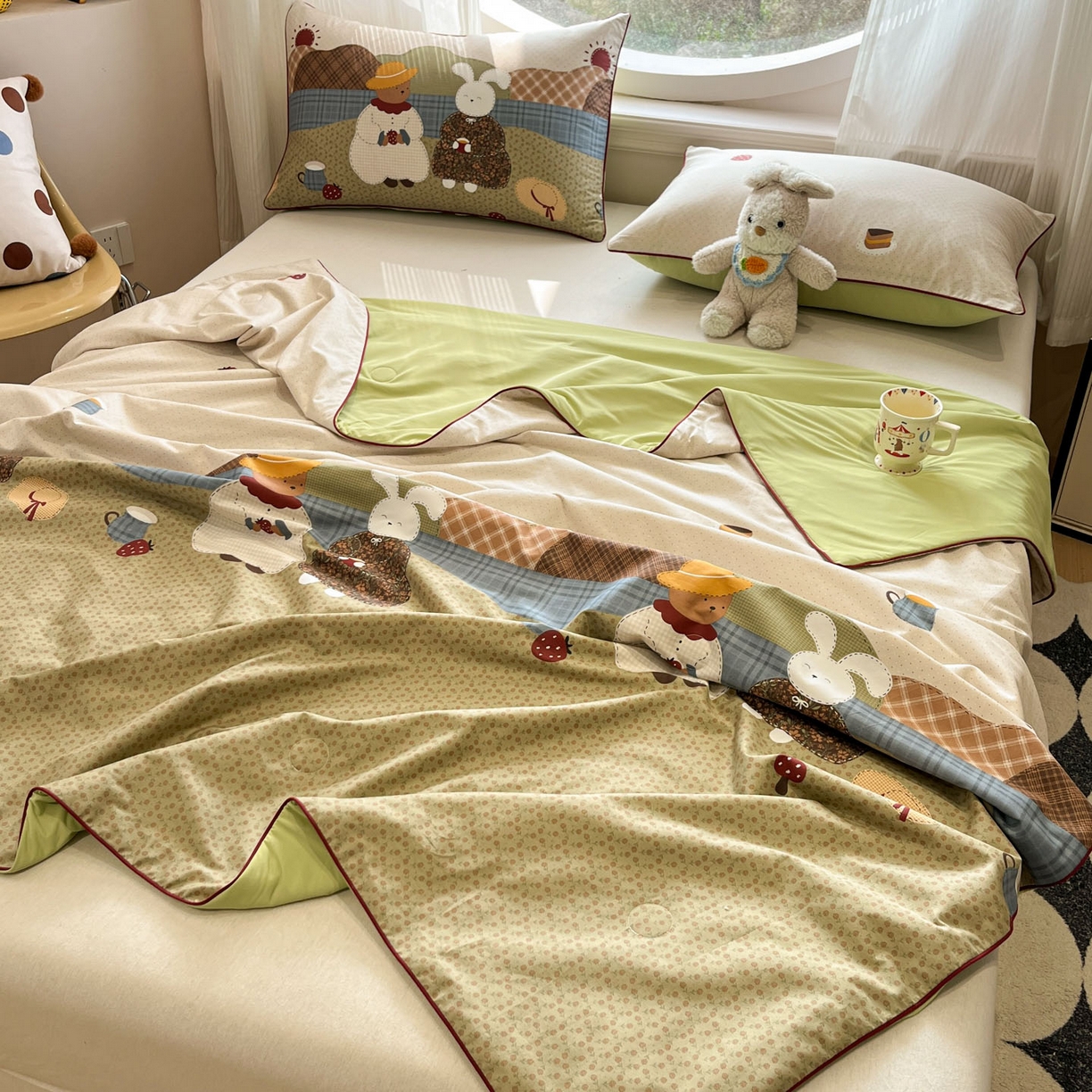 91家纺网 家纺一手货源 找家纺 （总）羚羊语家纺 2026新款全棉印花仿锦氨凉感丝夏被100纯棉空调被卡通两用多功能被子被芯小冰皮冰淇淋夏凉被