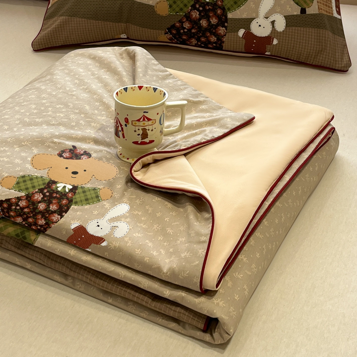 羚羊语家纺 2026新款全棉印花仿锦氨凉感丝夏被100纯棉空调被卡通两用多功能被子被芯小冰皮冰淇淋夏凉被 艾尔的伙伴