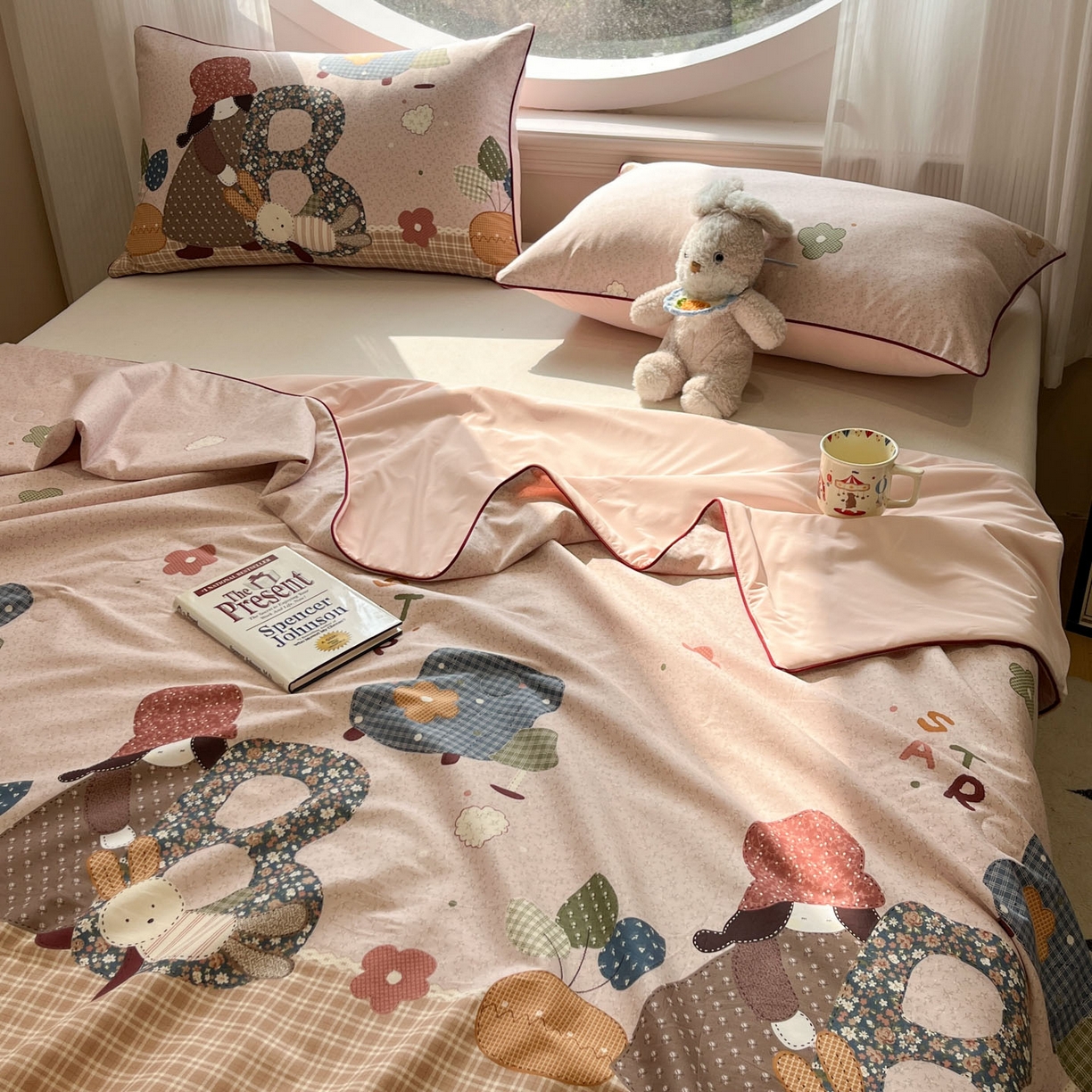 91家纺网 家纺一手货源 找家纺 羚羊语家纺 2026新款全棉印花仿锦氨凉感丝夏被100纯棉空调被卡通两用多功能被子被芯小冰皮冰淇淋夏凉被 苏西的兔子