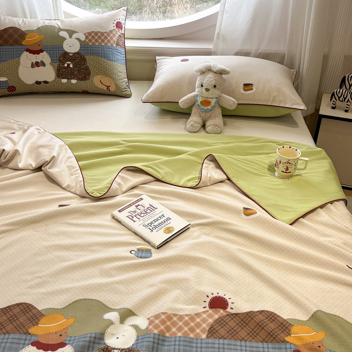 91家纺网 家纺一手货源 找家纺 羚羊语家纺 2026新款全棉印花仿锦氨凉感丝夏被100纯棉空调被卡通两用多功能被子被芯小冰皮冰淇淋夏凉被 森野茶会