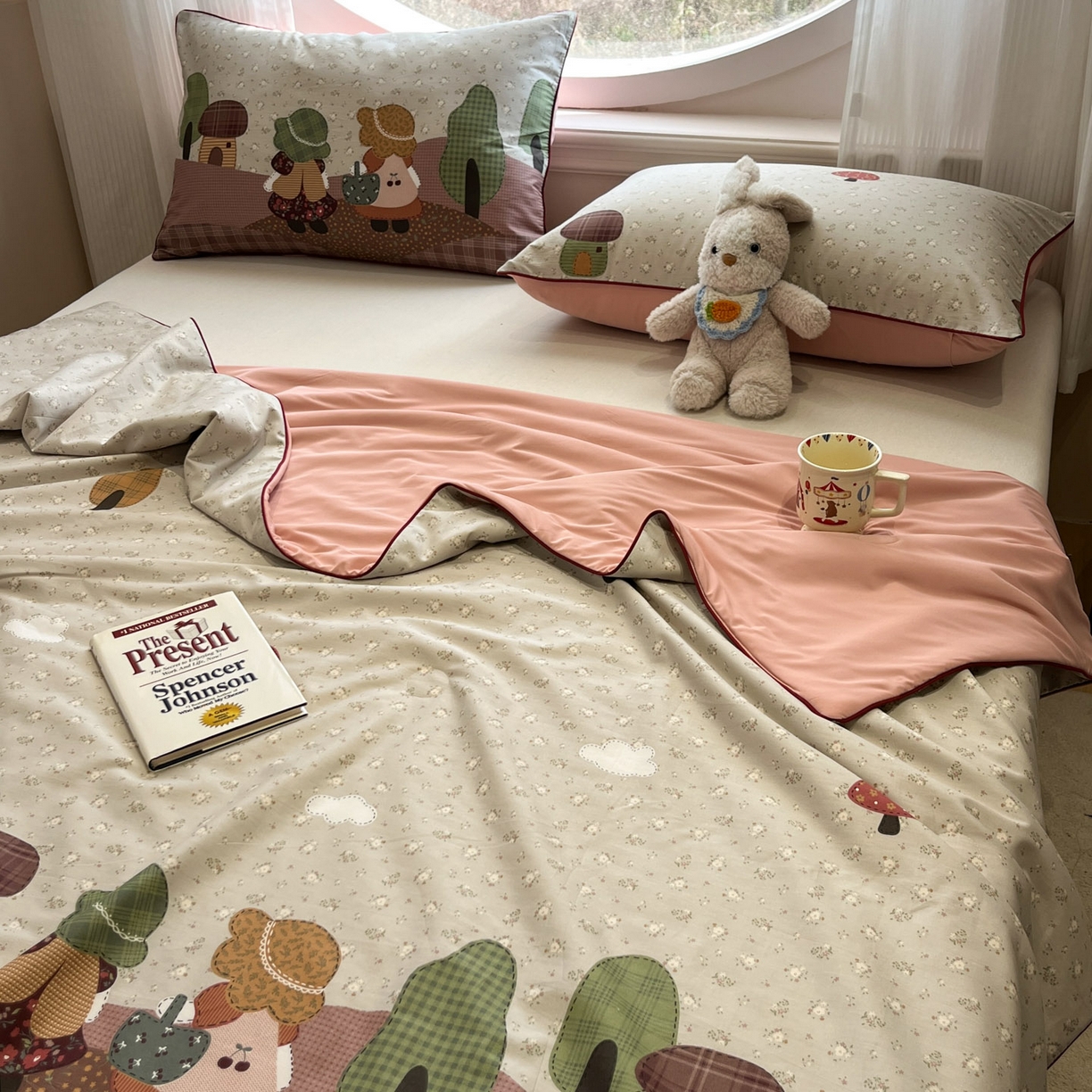 91家纺网 家纺一手货源 找家纺 羚羊语家纺 2026新款全棉印花仿锦氨凉感丝夏被100纯棉空调被卡通两用多功能被子被芯小冰皮冰淇淋夏凉被 懒懒树屋