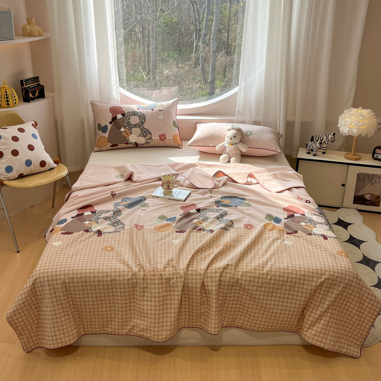 91家纺网 家纺一手货源 找家纺 羚羊语家纺 2026新款全棉印花仿锦氨凉感丝夏被100纯棉空调被卡通两用多功能被子被芯小冰皮冰淇淋夏凉被 苏西的兔子