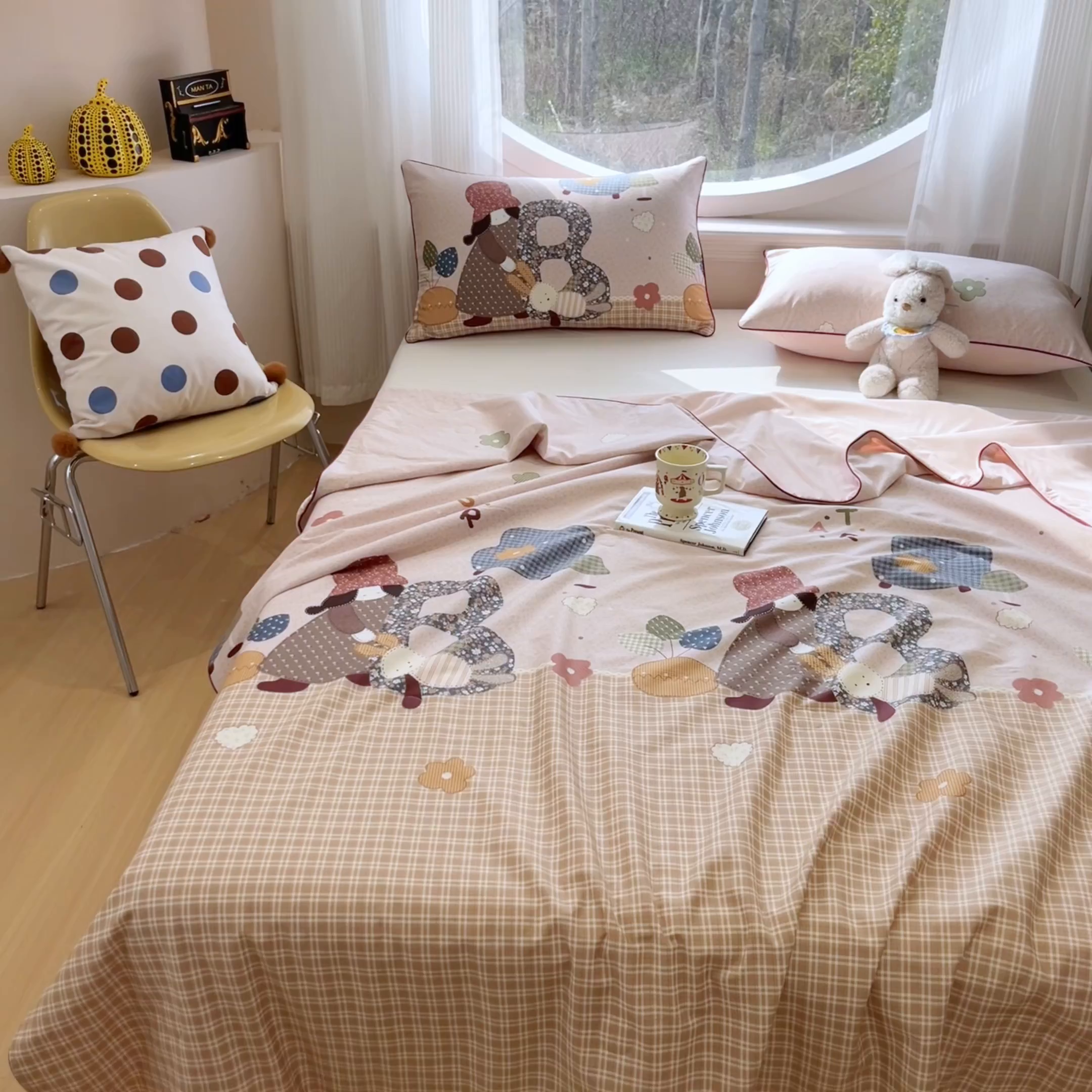 91家纺网 家纺一手货源 找家纺 羚羊语家纺 2026新款全棉印花仿锦氨凉感丝夏被100纯棉空调被卡通两用多功能被子被芯小冰皮冰淇淋夏凉被 苏西的兔子