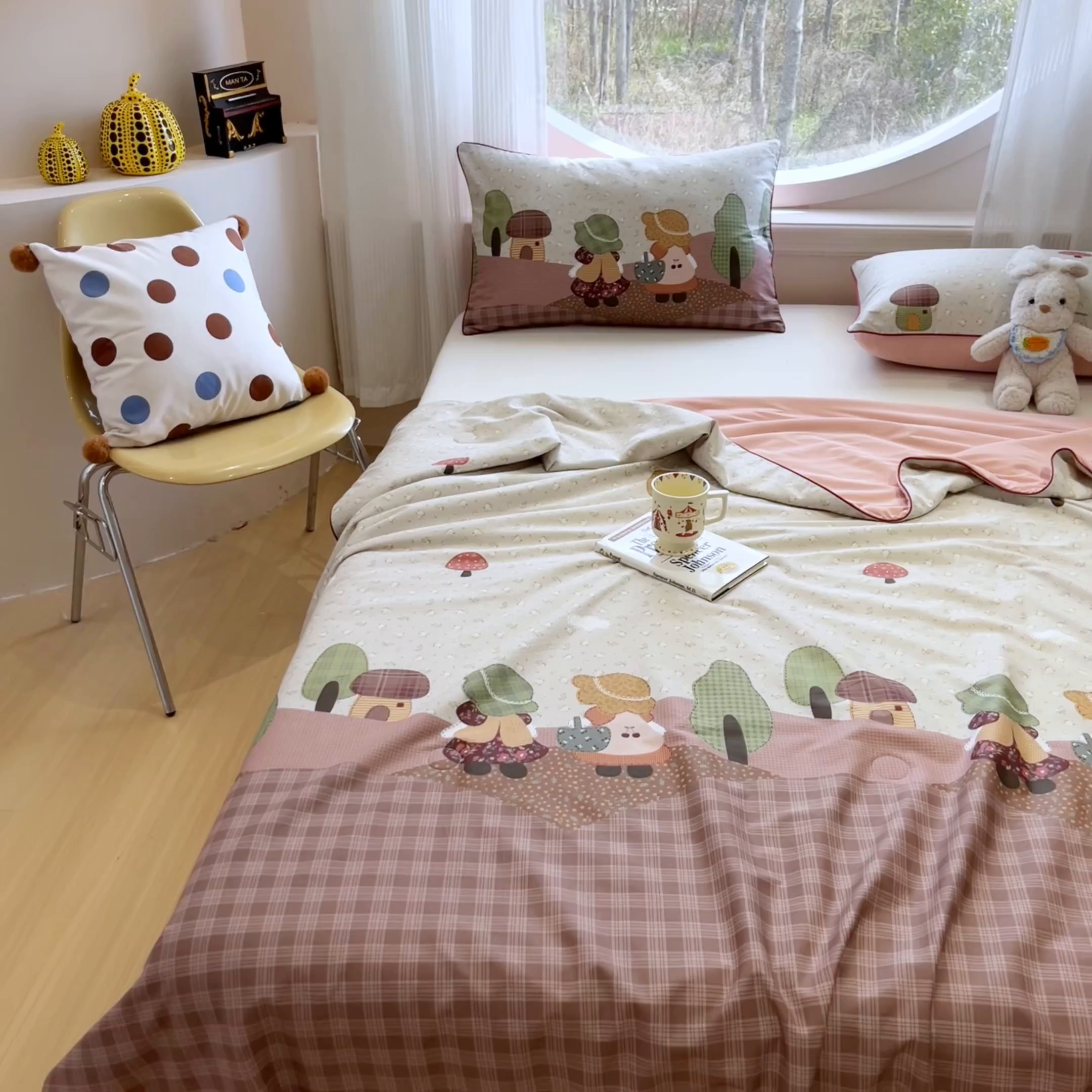 91家纺网 家纺一手货源 找家纺 羚羊语家纺 2026新款全棉印花仿锦氨凉感丝夏被100纯棉空调被卡通两用多功能被子被芯小冰皮冰淇淋夏凉被 懒懒树屋