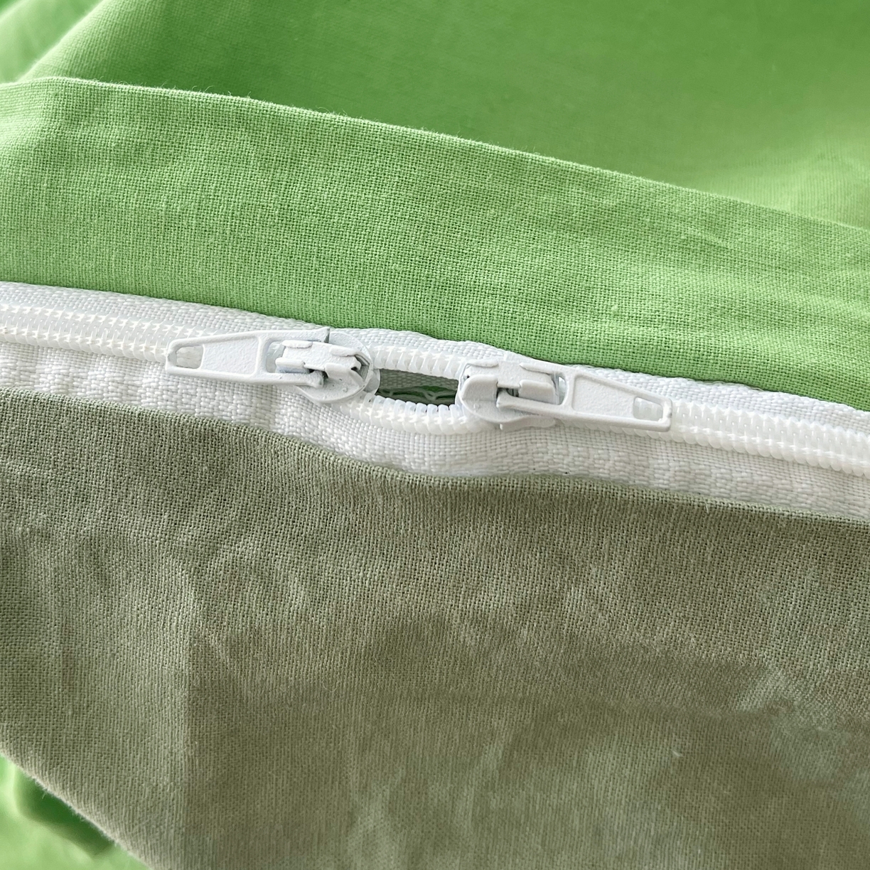 91家纺网 家纺一手货源 找家纺 春皖家纺 2026春夏新款双拼全棉水洗棉单被套被套单件单品被套 青草绿-墨绿