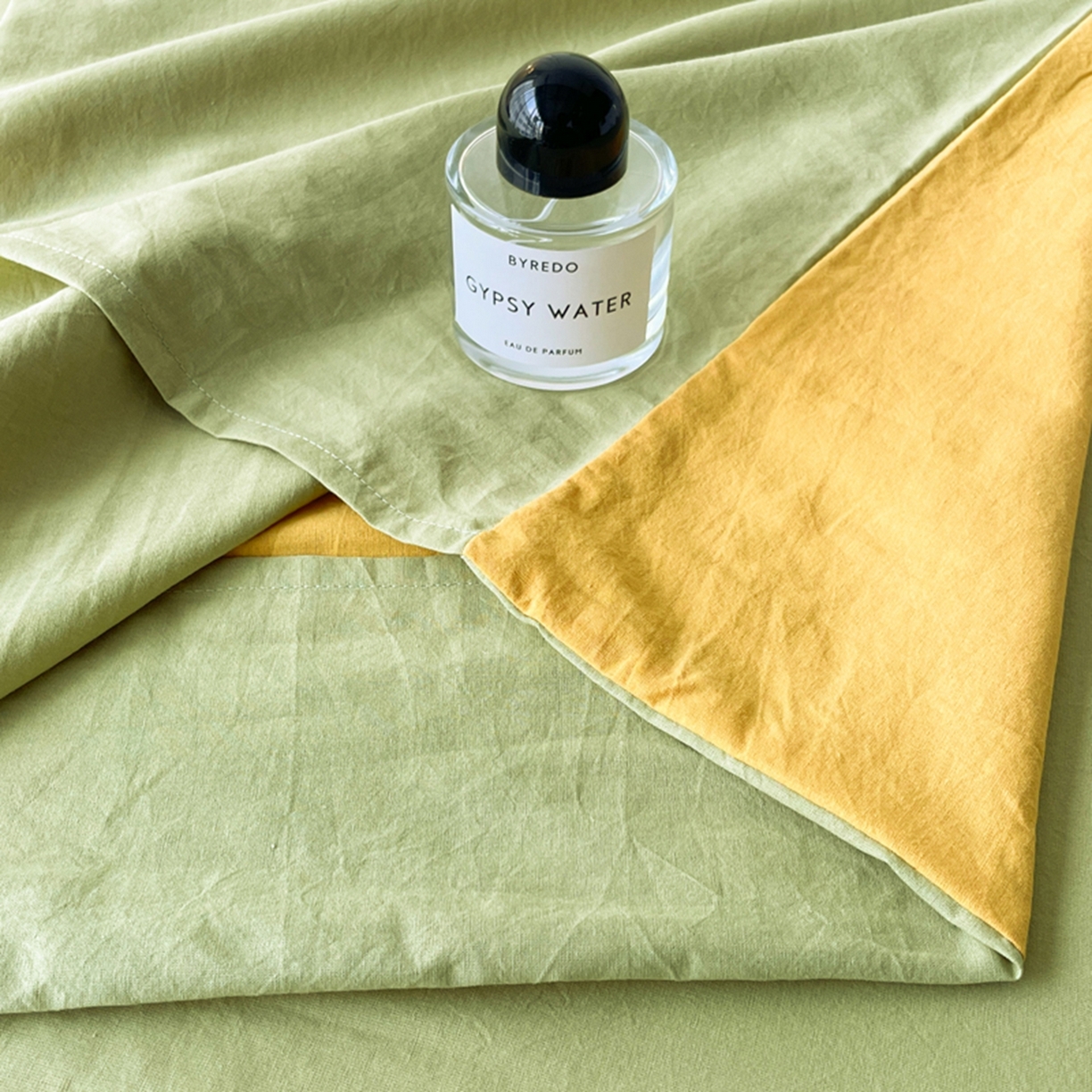 91家纺网 家纺一手货源 找家纺 春皖家纺 2026春夏新款双拼全棉水洗棉单被套被套单件单品被套 深黄-果绿