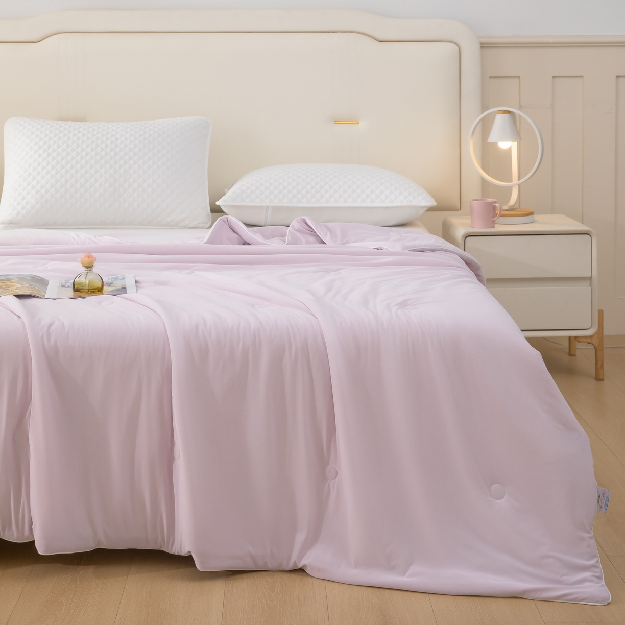 91家纺网 家纺一手货源 找家纺 木兰花 2026新款凉感A类氨纶凉感丝夏被空调被夏凉被 香芋紫