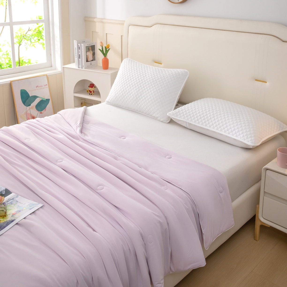 91家纺网 家纺一手货源 找家纺 木兰花 2026新款凉感A类氨纶凉感丝夏被空调被夏凉被 香芋紫