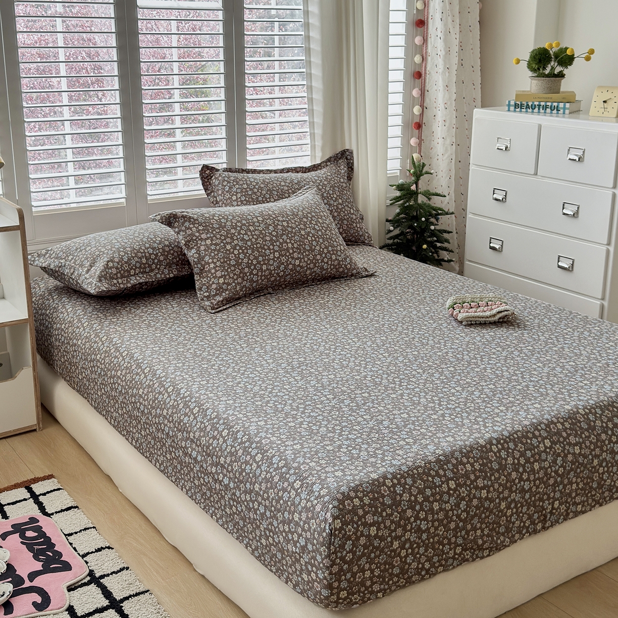 91家纺网 家纺一手货源 找家纺 恋尚羽家纺 2026新款双层纱水洗棉四件套 晚秋