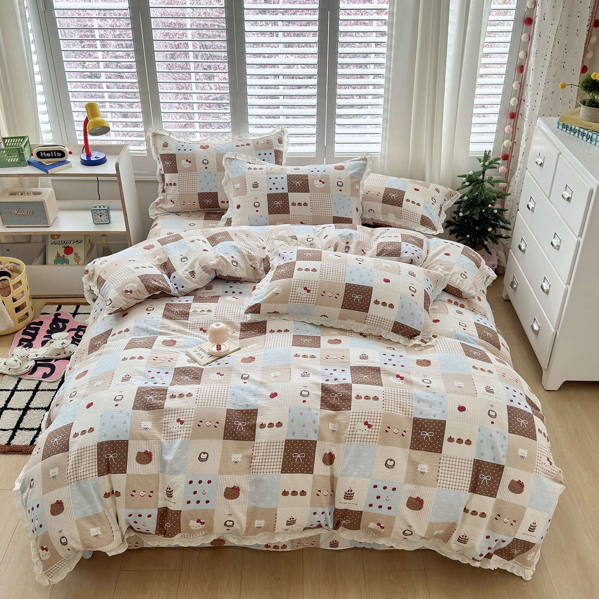 91家纺网 家纺一手货源 找家纺 （总）恋尚羽家纺 2026新款双层纱水洗棉四件套