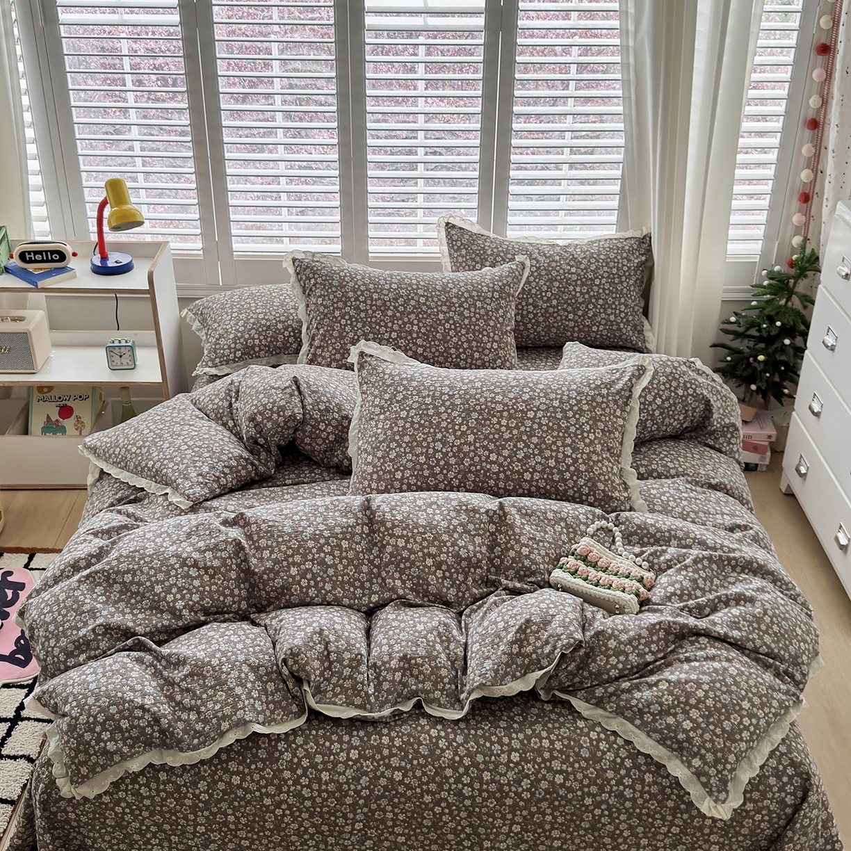 91家纺网 家纺一手货源 找家纺 恋尚羽家纺 2026新款双层纱水洗棉四件套 晚秋