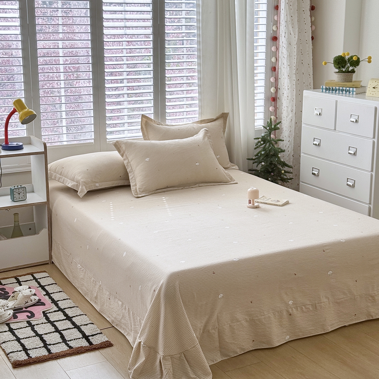 91家纺网 家纺一手货源 找家纺 恋尚羽家纺 2026新款双层纱水洗棉四件套 艾莎