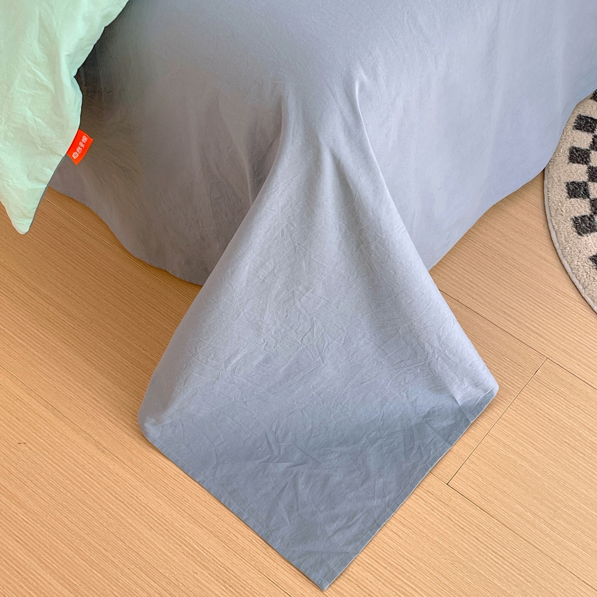 91家纺网 家纺一手货源 找家纺 春皖家纺 2026春夏新款双拼全棉水洗棉单被套被套单件单品被套 水蓝-天蓝