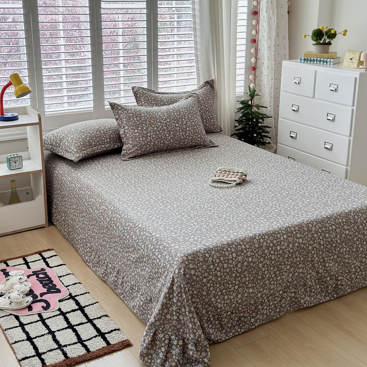 91家纺网 家纺一手货源 找家纺 恋尚羽家纺 2026新款双层纱水洗棉四件套 晚秋