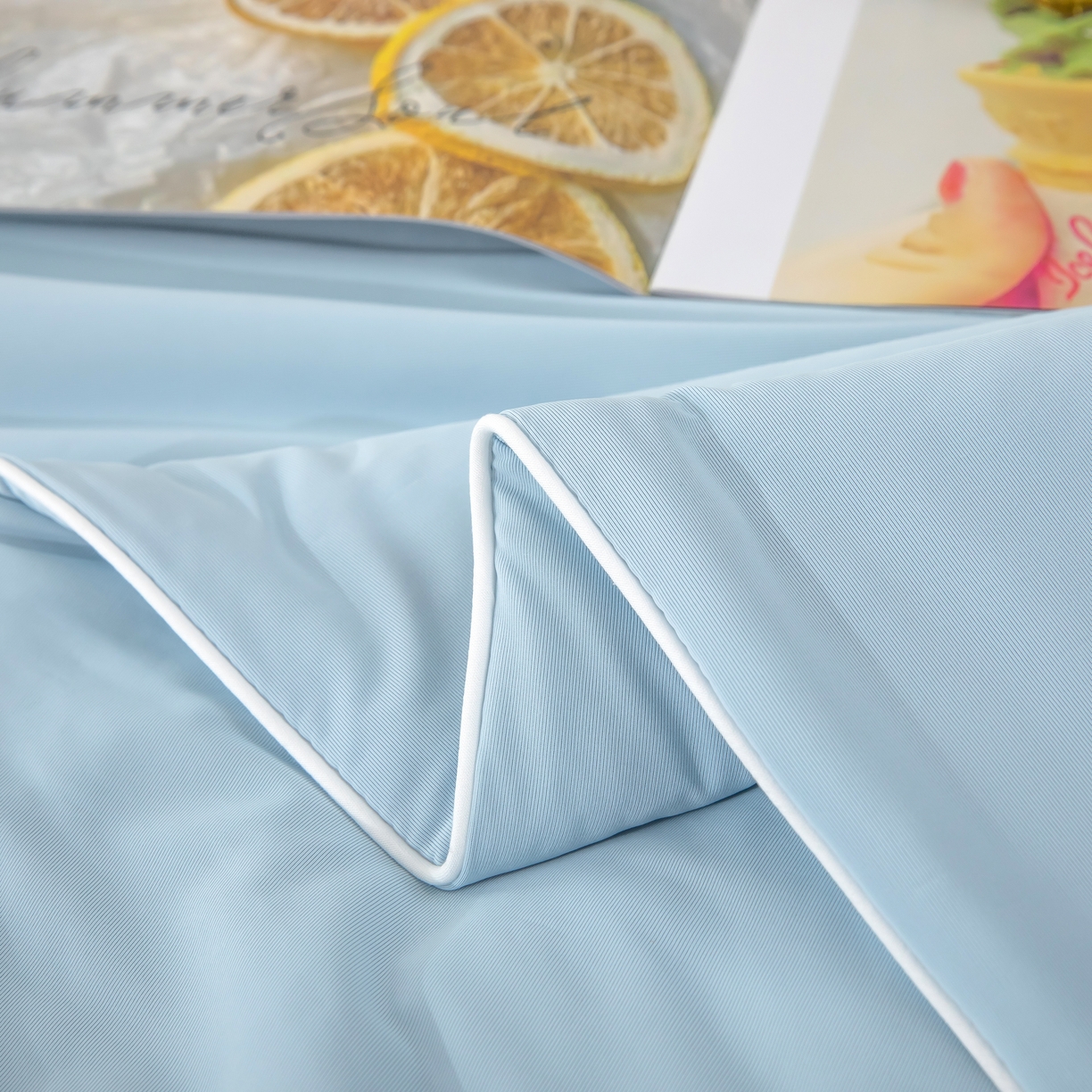 91家纺网 家纺一手货源 找家纺 木兰花 2026新款凉感A类氨纶凉感丝夏被空调被夏凉被 天空蓝