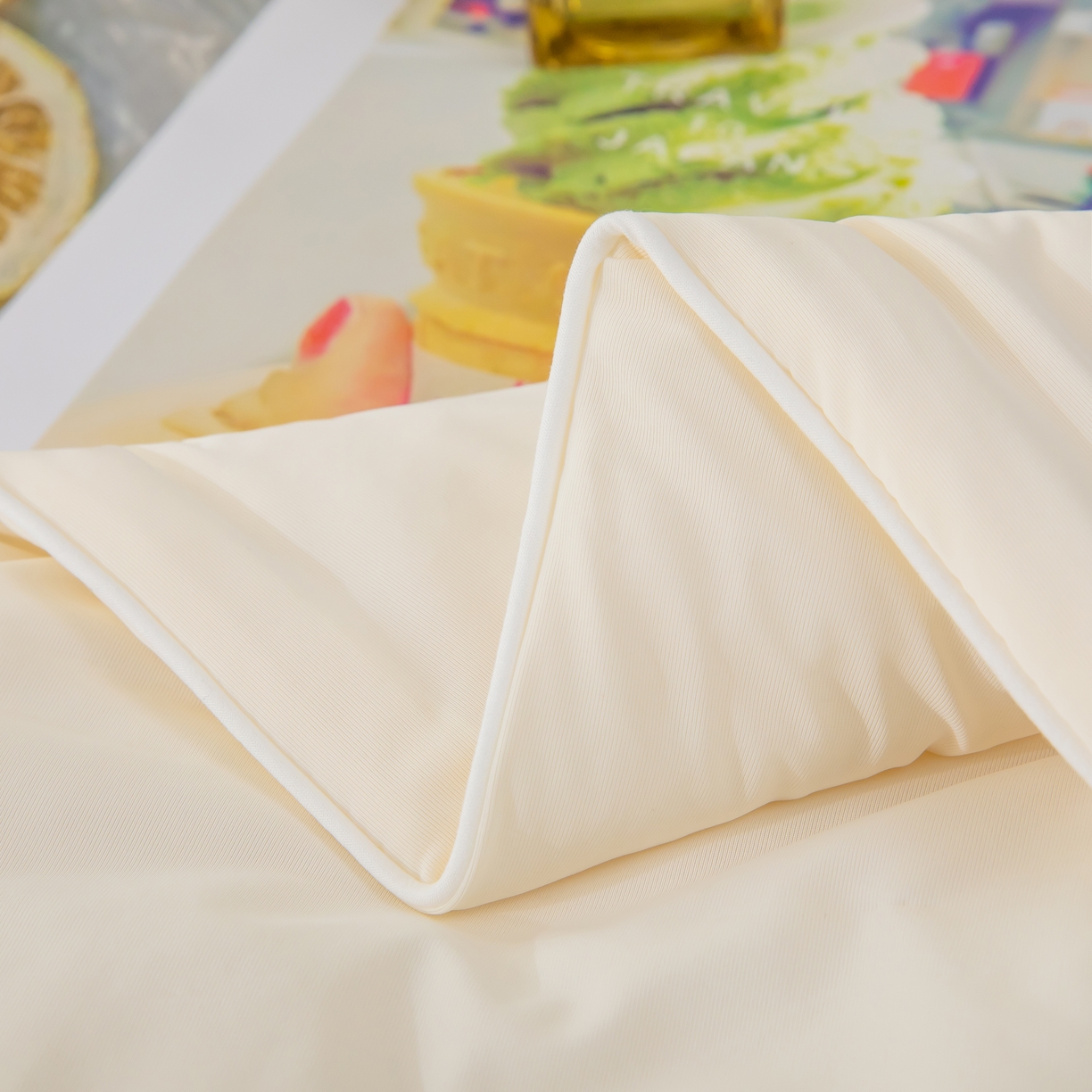 91家纺网 家纺一手货源 找家纺 木兰花 2026新款凉感A类氨纶凉感丝夏被空调被夏凉被 奶油白