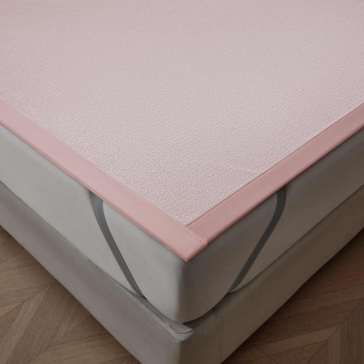 91家纺网 家纺一手货源 找家纺 航途席业 2026新款清澜肌理粗冰丝凉席席子-可机洗 粉