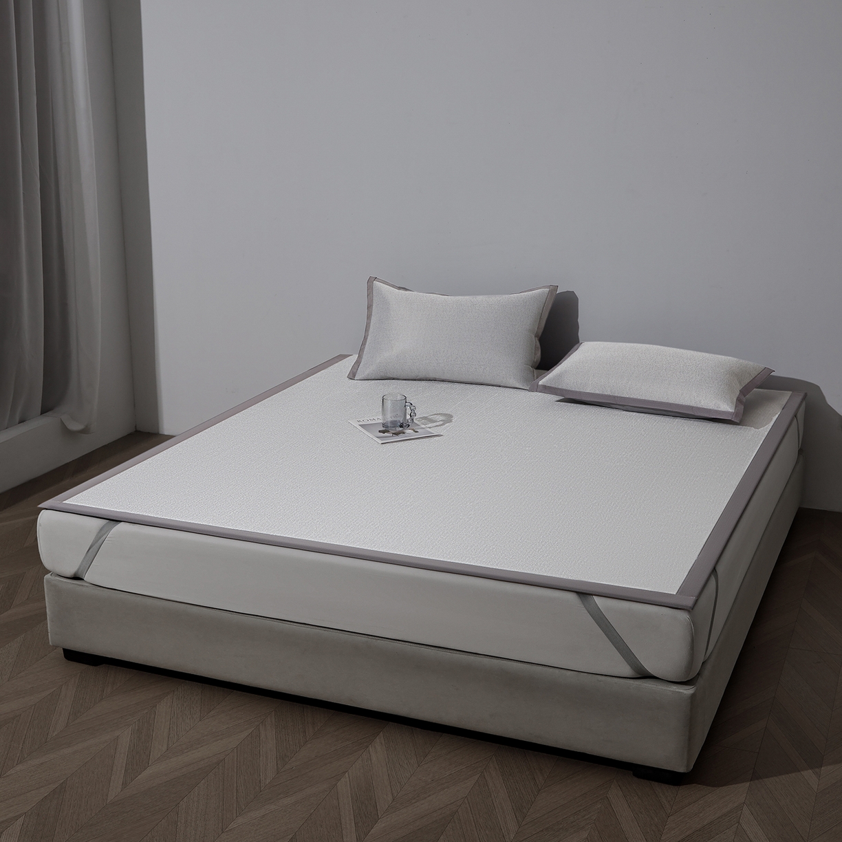 91家纺网 家纺一手货源 找家纺 航途席业 2026新款清澜肌理粗冰丝凉席席子-可机洗 灰