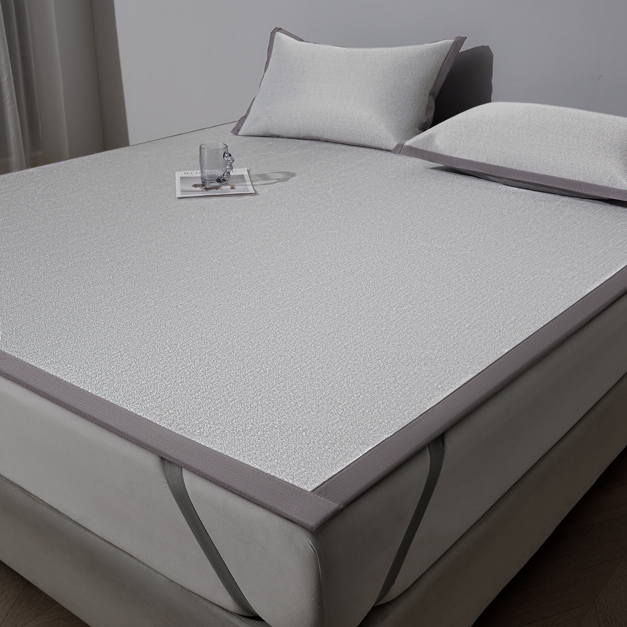 91家纺网 家纺一手货源 找家纺 航途席业 2026新款清澜肌理粗冰丝凉席席子-可机洗 灰