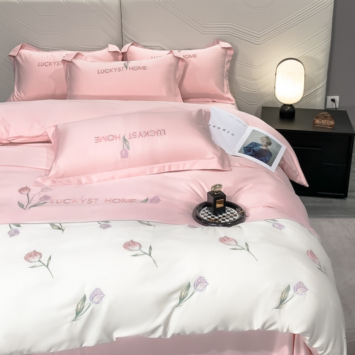 91家纺网 家纺一手货源 找家纺 （总）玉相逢 2026新品天丝双拼刺绣四件套-卡骆驰系列