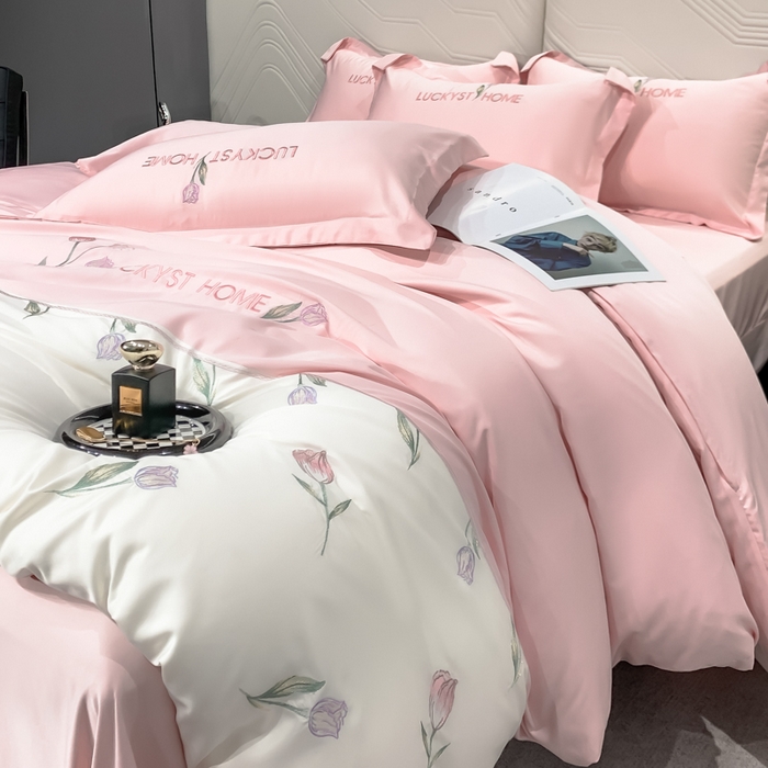 91家纺网 家纺一手货源 找家纺 （总）玉相逢 2026新品天丝双拼刺绣四件套-卡骆驰系列