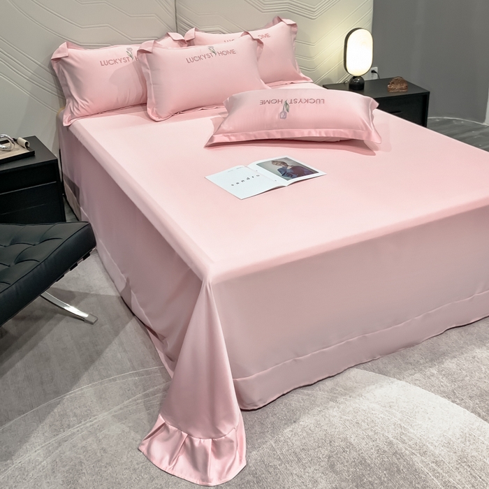 91家纺网 家纺一手货源 找家纺 玉相逢 2026新品天丝双拼刺绣四件套-卡骆驰系列 樱花粉