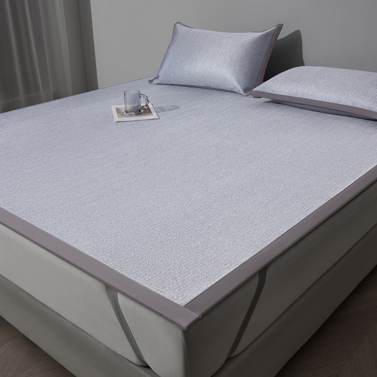 91家纺网 家纺一手货源 找家纺 航途席业 2026新款清澜肌理粗冰丝凉席席子-可机洗 蓝紫