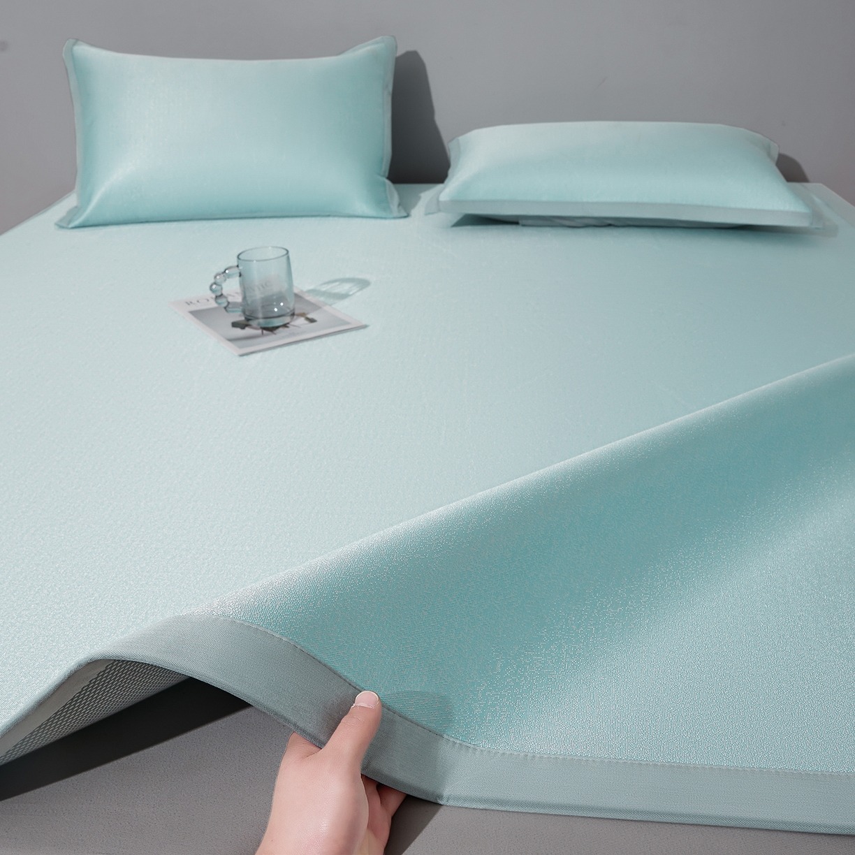 航途席业 2026新款清澜肌理粗冰丝凉席席子-可机洗 绿