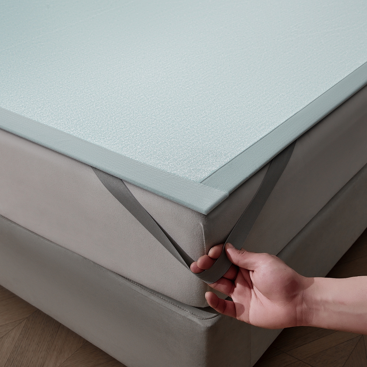 91家纺网 家纺一手货源 找家纺 航途席业 2026新款清澜肌理粗冰丝凉席席子-可机洗 绿