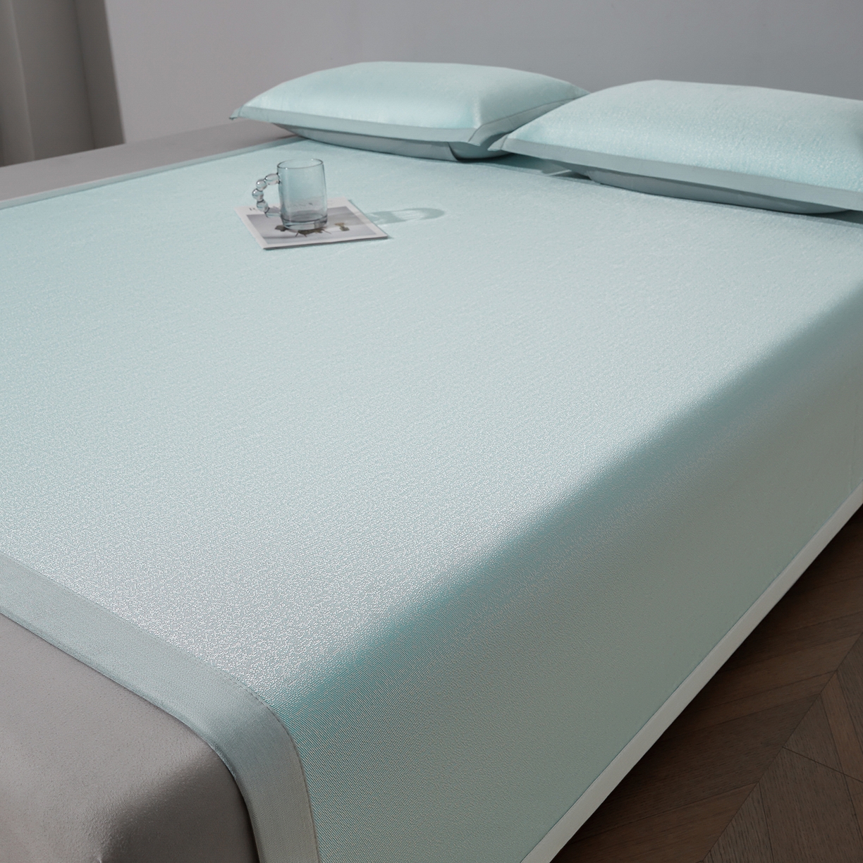 91家纺网 家纺一手货源 找家纺 航途席业 2026新款清澜肌理粗冰丝凉席席子-可机洗 绿