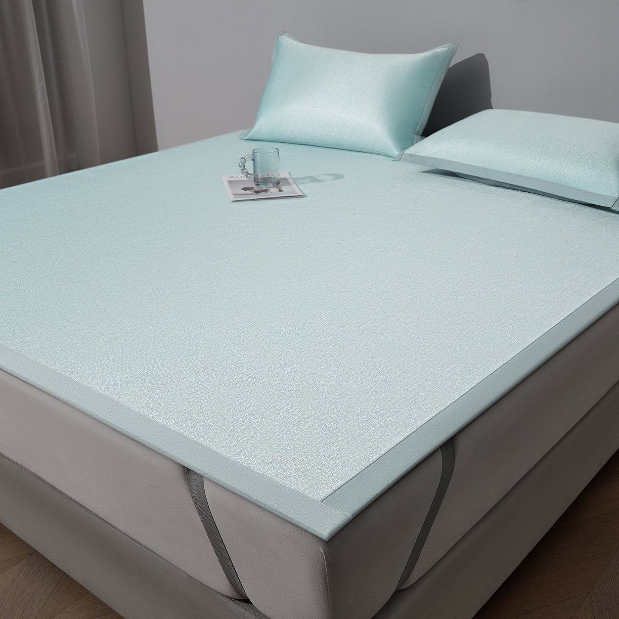 91家纺网 家纺一手货源 找家纺 航途席业 2026新款清澜肌理粗冰丝凉席席子-可机洗 绿