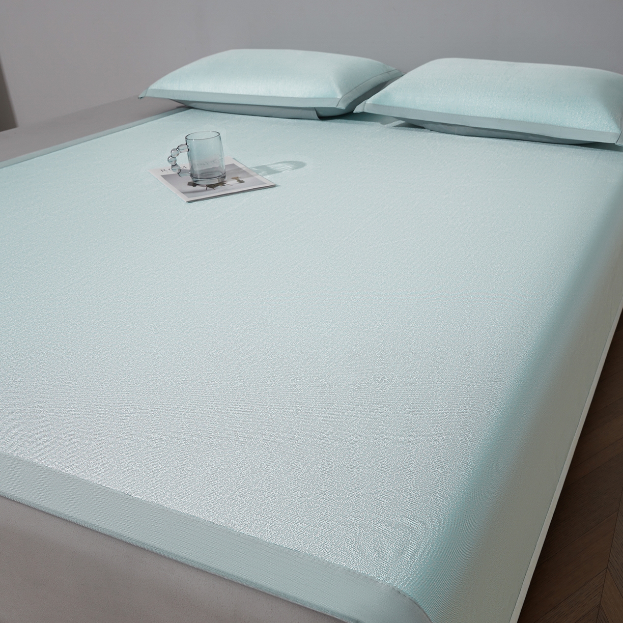 91家纺网 家纺一手货源 找家纺 航途席业 2026新款清澜肌理粗冰丝凉席席子-可机洗 绿