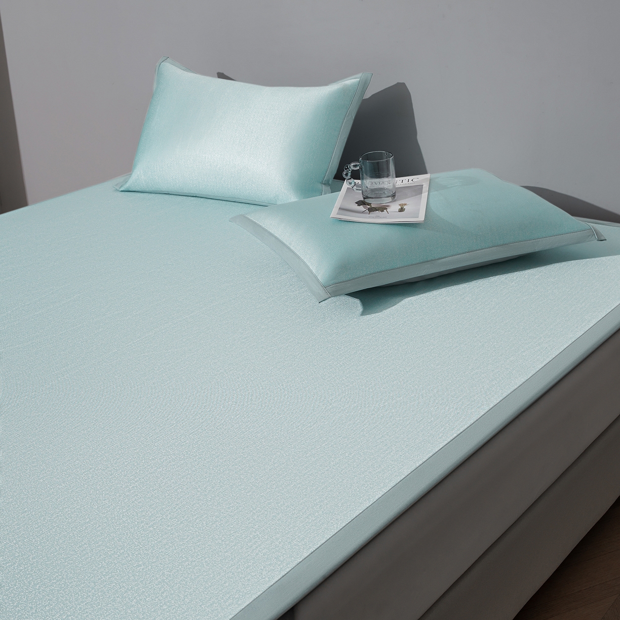 91家纺网 家纺一手货源 找家纺 航途席业 2026新款清澜肌理粗冰丝凉席席子-可机洗 绿