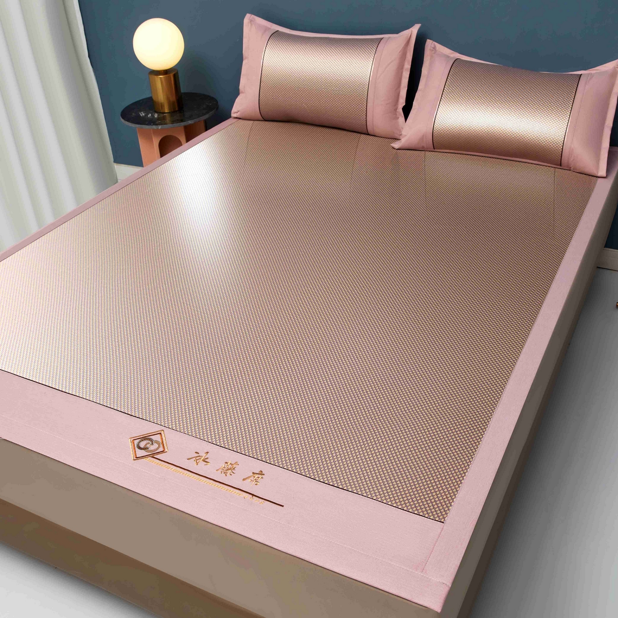 91家纺网 家纺一手货源 找家纺 席匠 2026新款冰藤三明治凉席席子 粉色