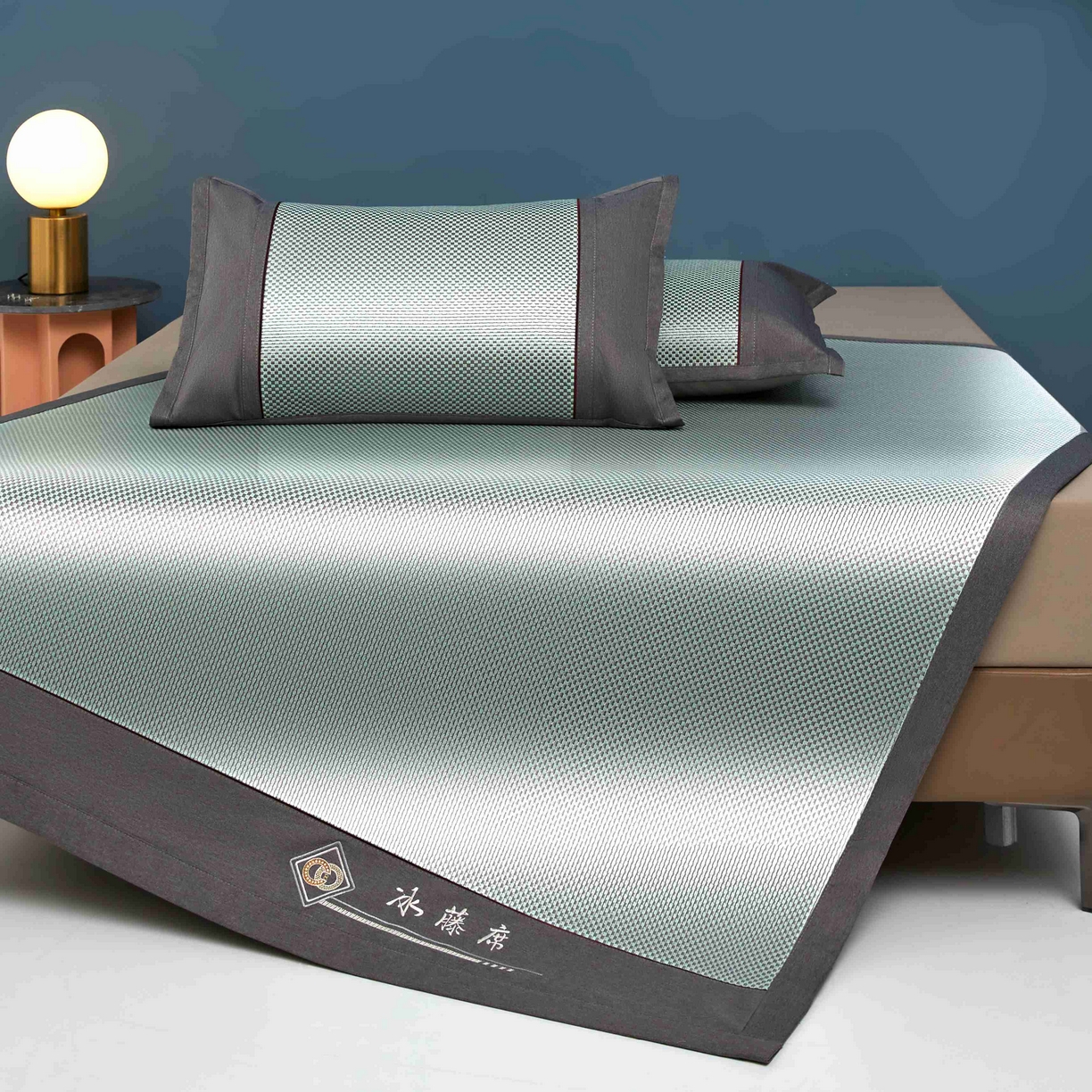 91家纺网 家纺一手货源 找家纺 席匠 2026新款冰藤三明治凉席席子 绿色