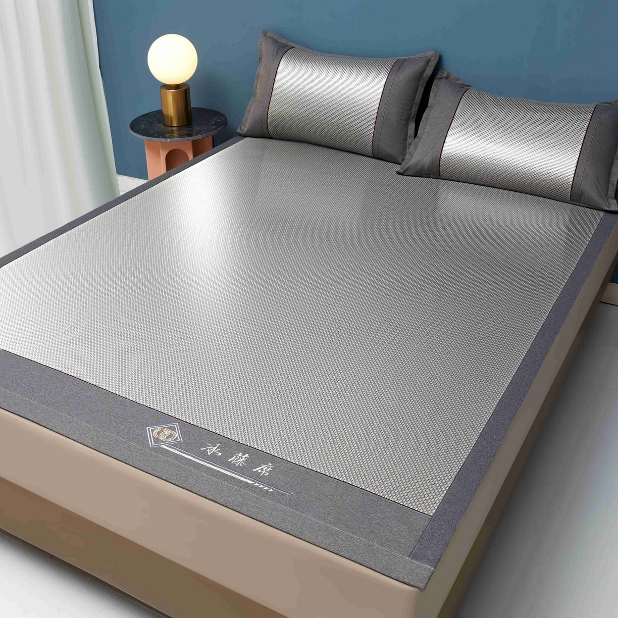 席匠 2026新款冰藤三明治凉席席子 灰色