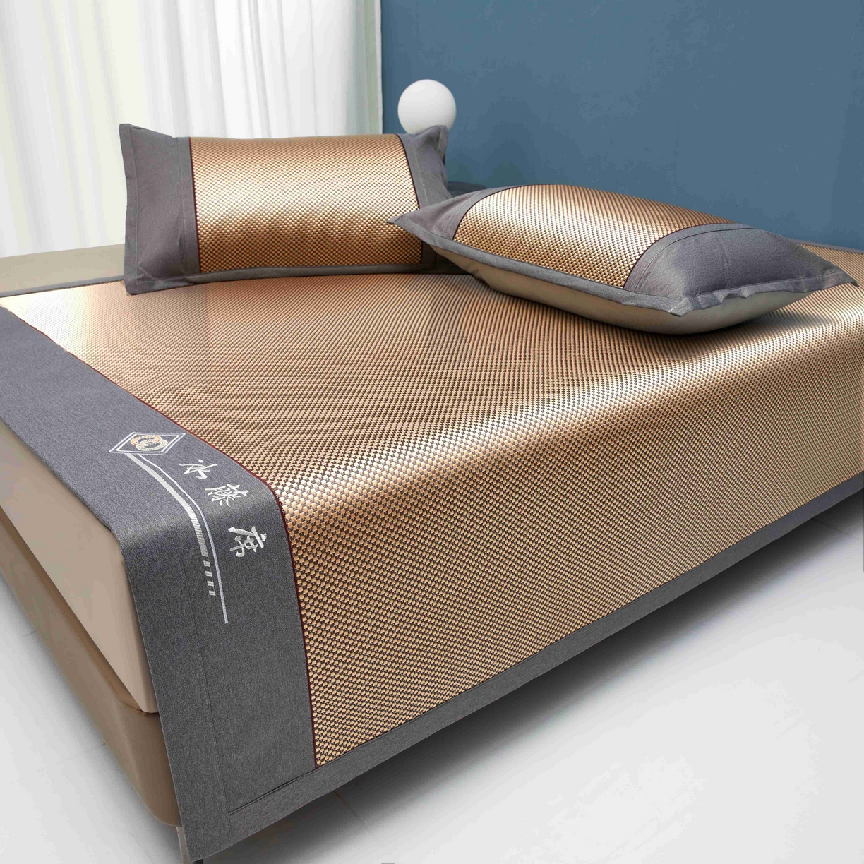 91家纺网 家纺一手货源 找家纺 席匠 2026新款冰藤三明治凉席席子 棕色