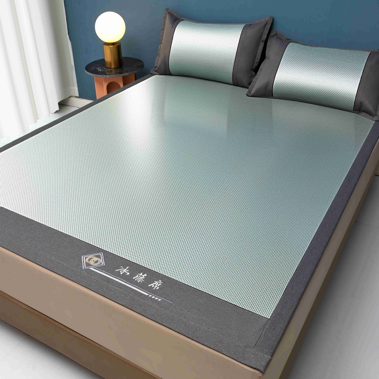 席匠 2026新款冰藤三明治凉席席子 绿色