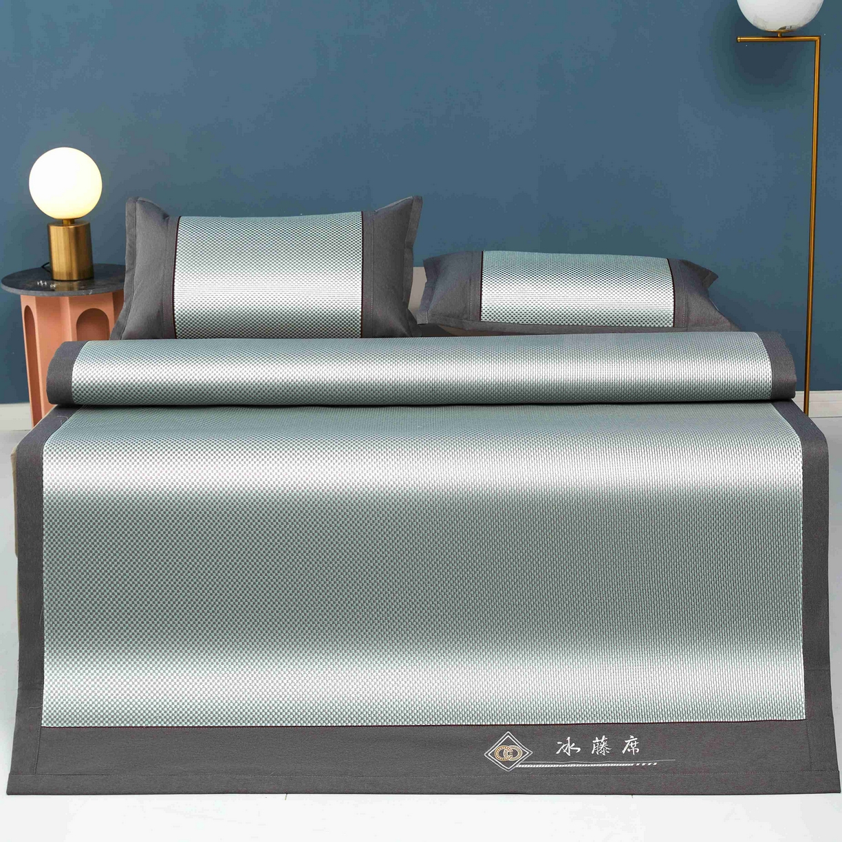 91家纺网 家纺一手货源 找家纺 席匠 2026新款冰藤三明治凉席席子 绿色