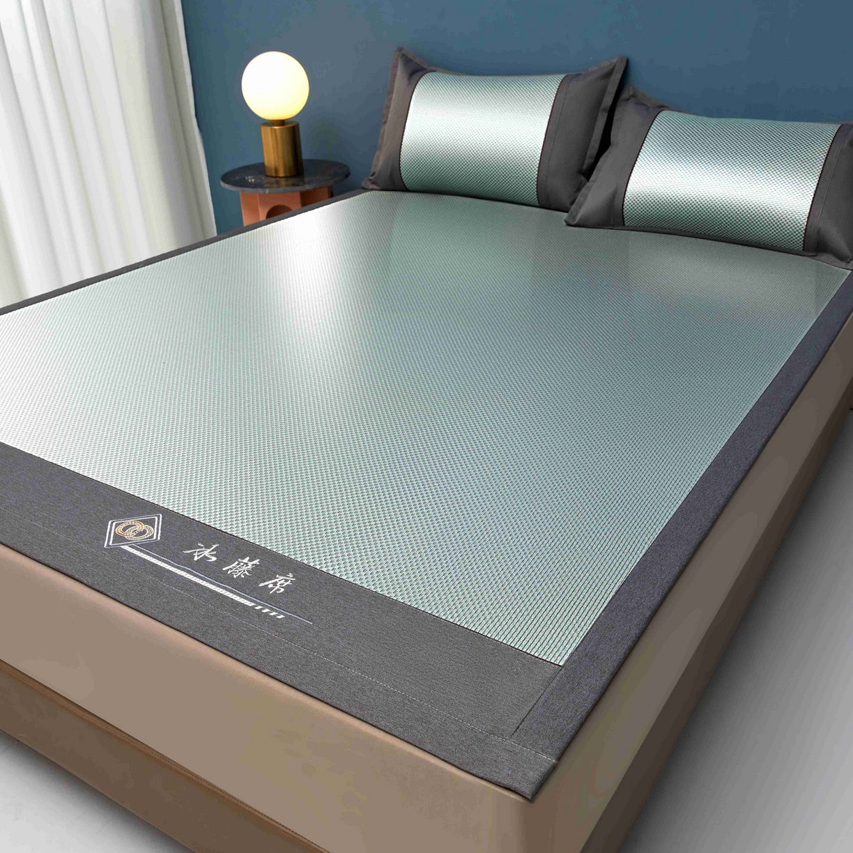 91家纺网 家纺一手货源 找家纺 席匠 2026新款冰藤三明治凉席席子 绿色