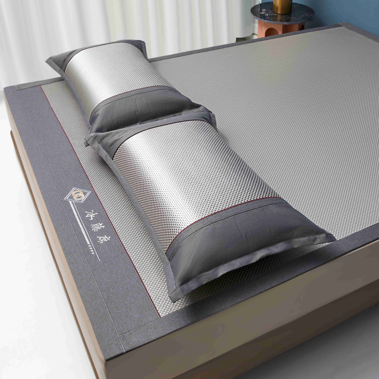 91家纺网 家纺一手货源 找家纺 席匠 2026新款冰藤三明治凉席席子 灰色