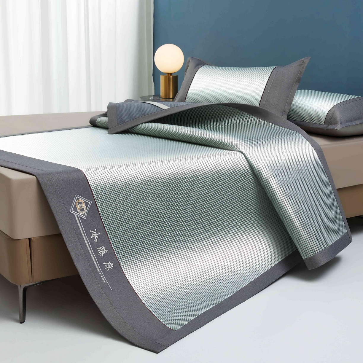 91家纺网 家纺一手货源 找家纺 席匠 2026新款冰藤三明治凉席席子 绿色