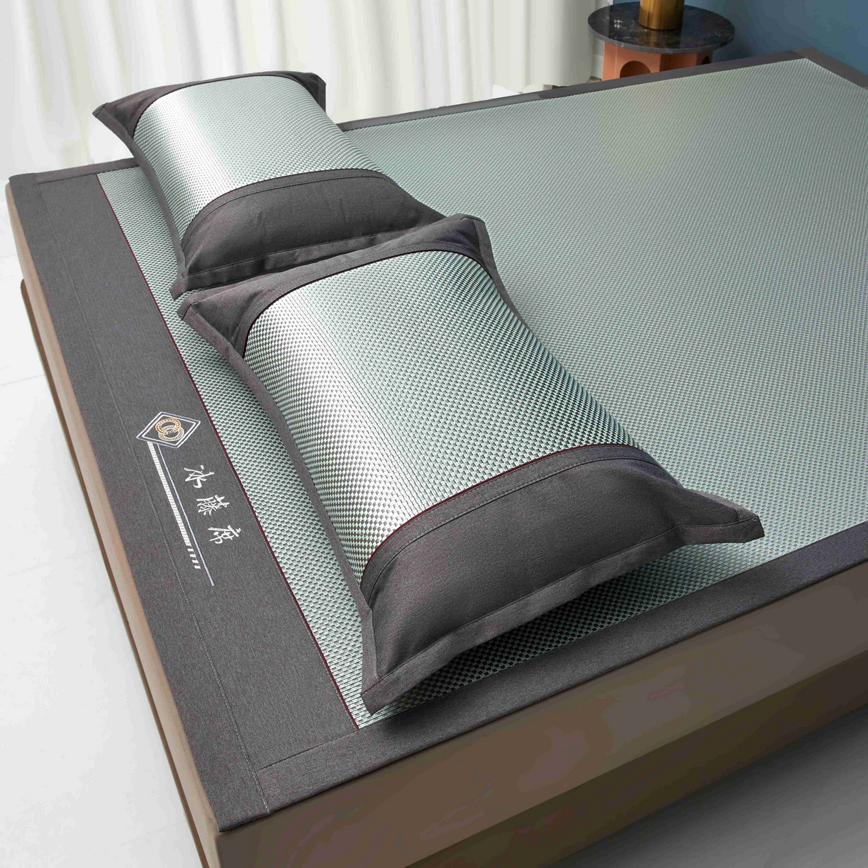 91家纺网 家纺一手货源 找家纺 席匠 2026新款冰藤三明治凉席席子 绿色