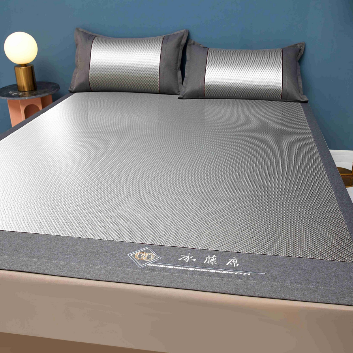 91家纺网 家纺一手货源 找家纺 席匠 2026新款冰藤三明治凉席席子 灰色